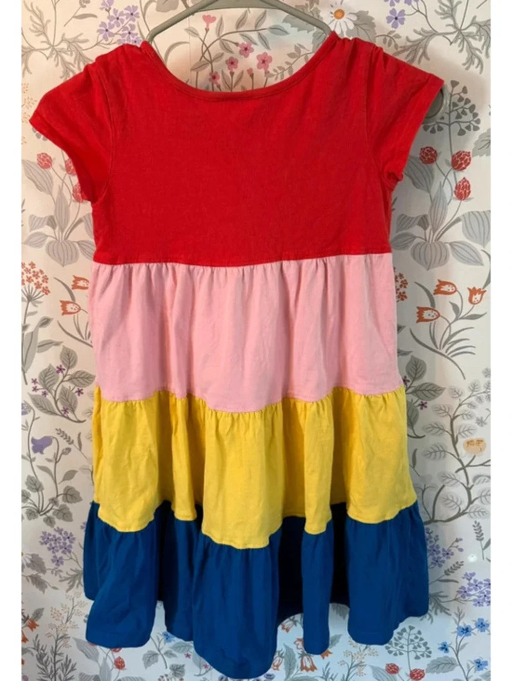 Hanna Andersson Rainbow Colorblock Tiered Twirl Dress Girls 6-7 120 cm